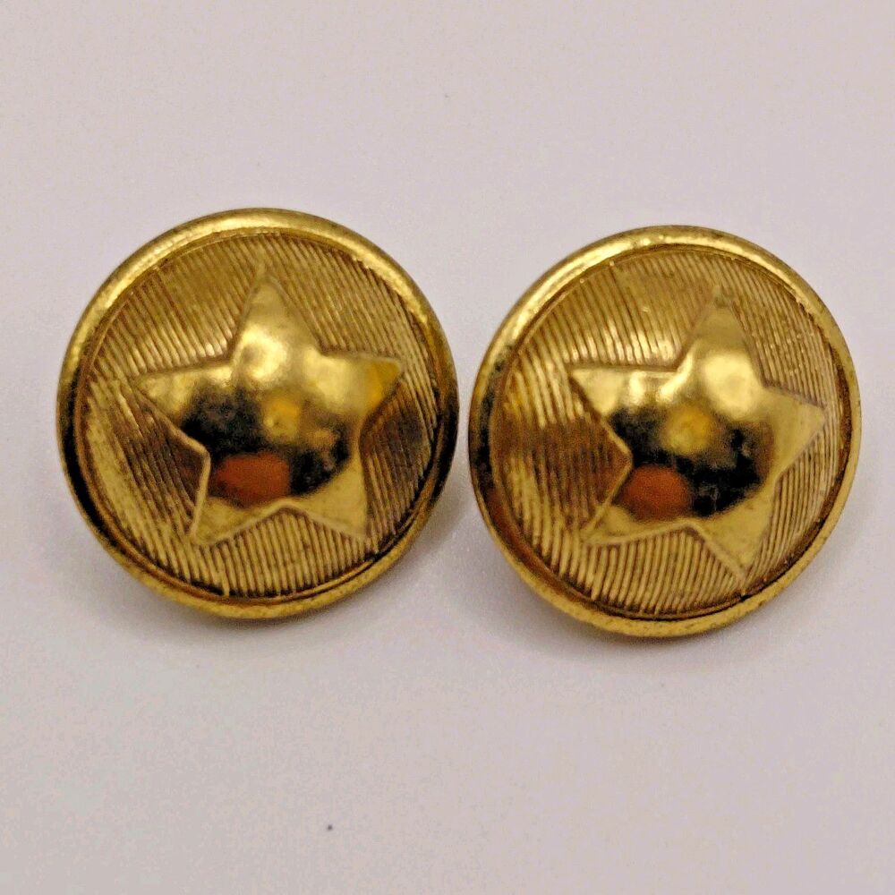 Pair of Vintage Small Brass Star Lapel Uniform Pin
